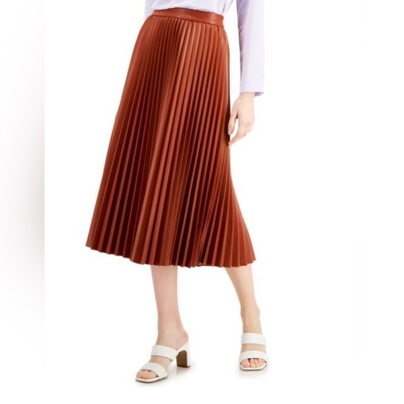 Alfani faux leather pleated midi-skirt Sz. 12P NWOT - Picture 1 of 7